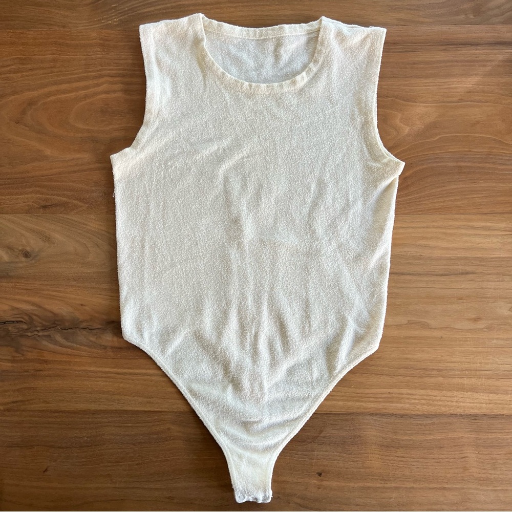 Vintage Wolford Silk Bodysuit Thong Cream Size Small